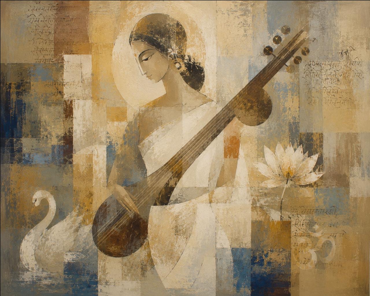Saraswati, goddess of learning. What a civilisation asks of its classrooms, it first asks of itself.